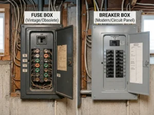 Licensed Electrician in Rocky Point, NY | RJ & Son Electric 13 Fuse box and breaker panel comparison for Rocky Point homes