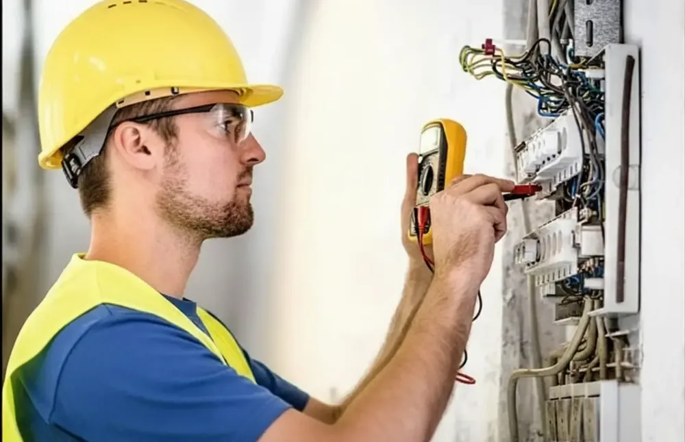 Professional electrical panel inspection and voltage testing by a licensed electrician
